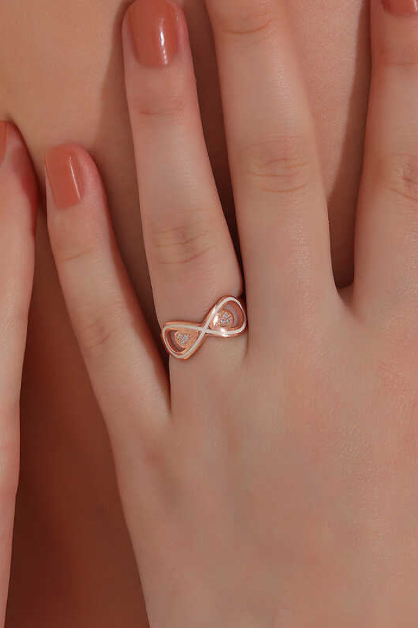 Gümüş Rose Zirkon Taşlı Sonsuzluk Kadın Yüzük