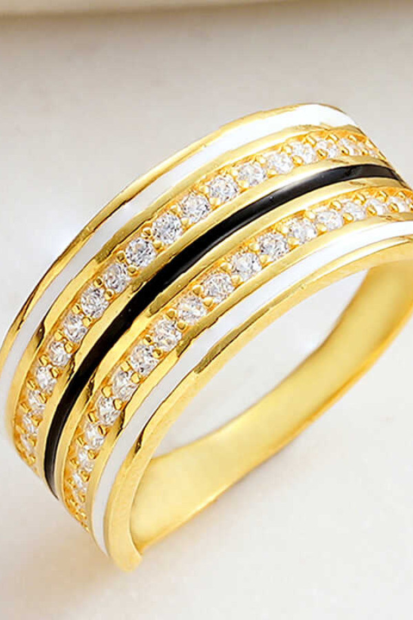 Gümüş Gold Zirkon Taşlı Kadın Yüzük