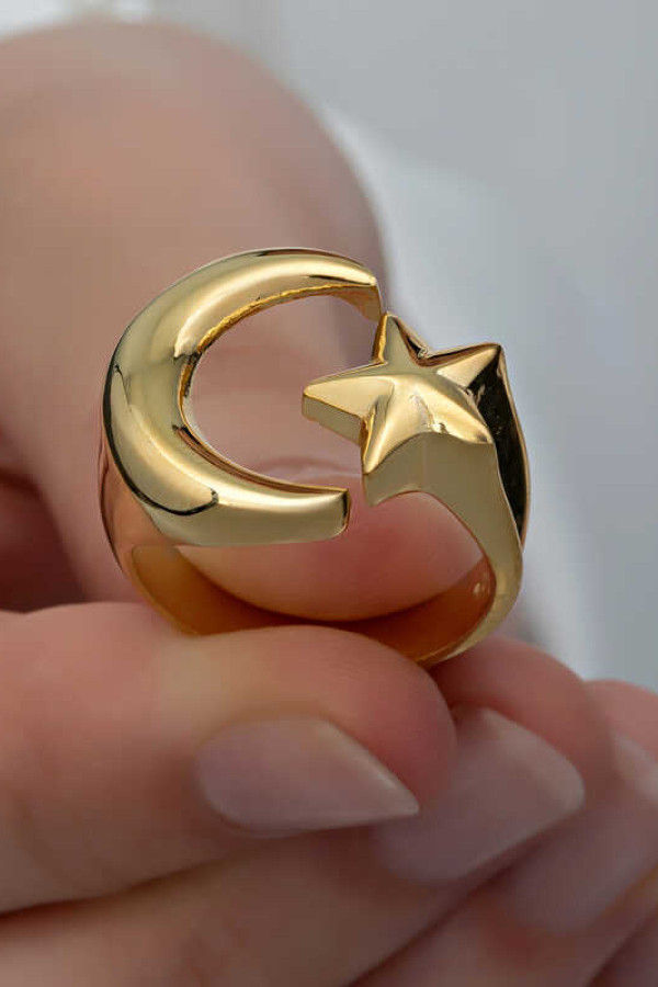 Gümüş Gold Ay Yıldız Kadın Yüzük
