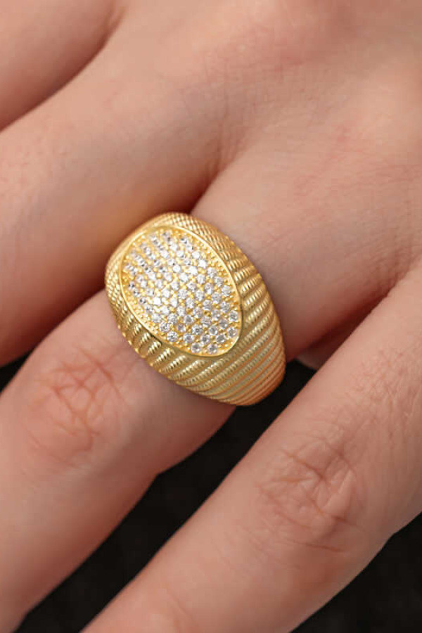 Gümüş Gold Zirkon Taşlı Kadın Yüzük