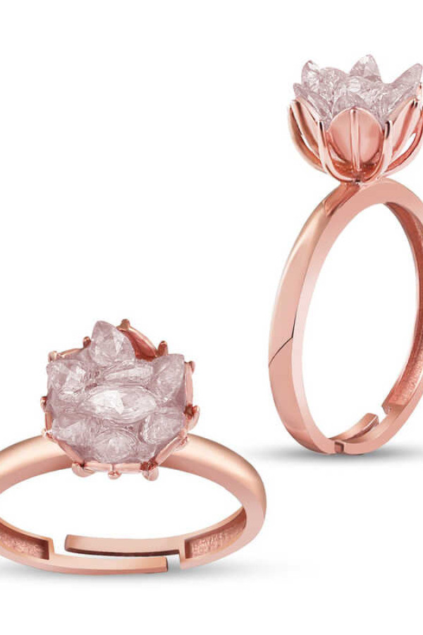 Gümüş Rose Beyaz Lotus Çiçeği Yüzük