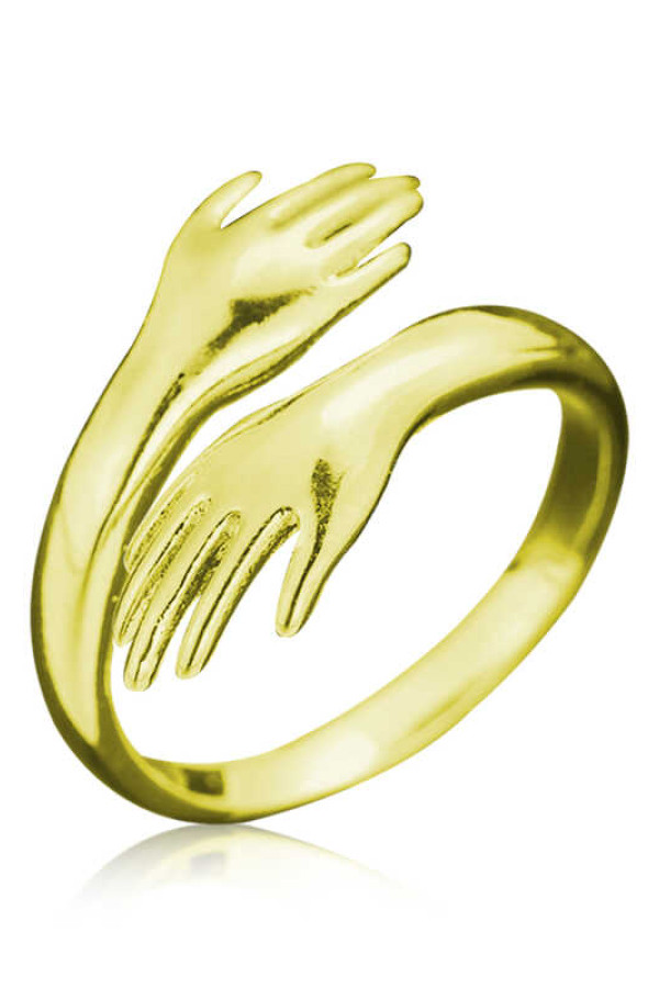 Gümüş Gold Sarılan Eller Yüzük