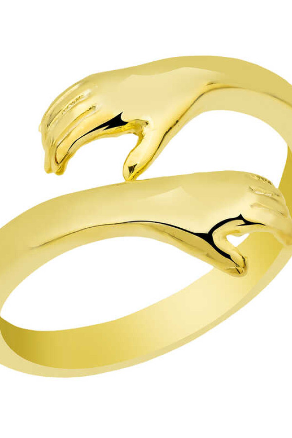 Gümüş Gold Sarılan Eller Yüzük