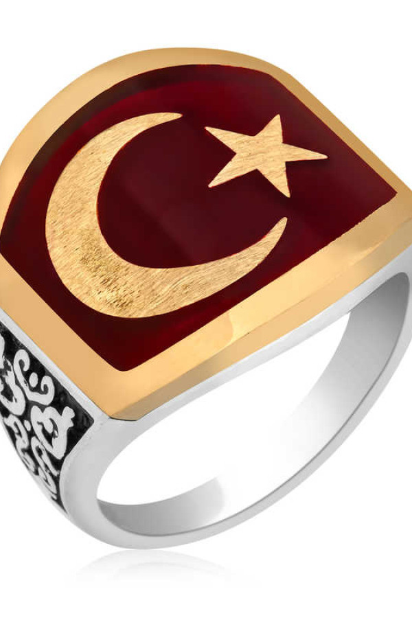 ​Gümüş Ay Yıldız Erkek Yüzük