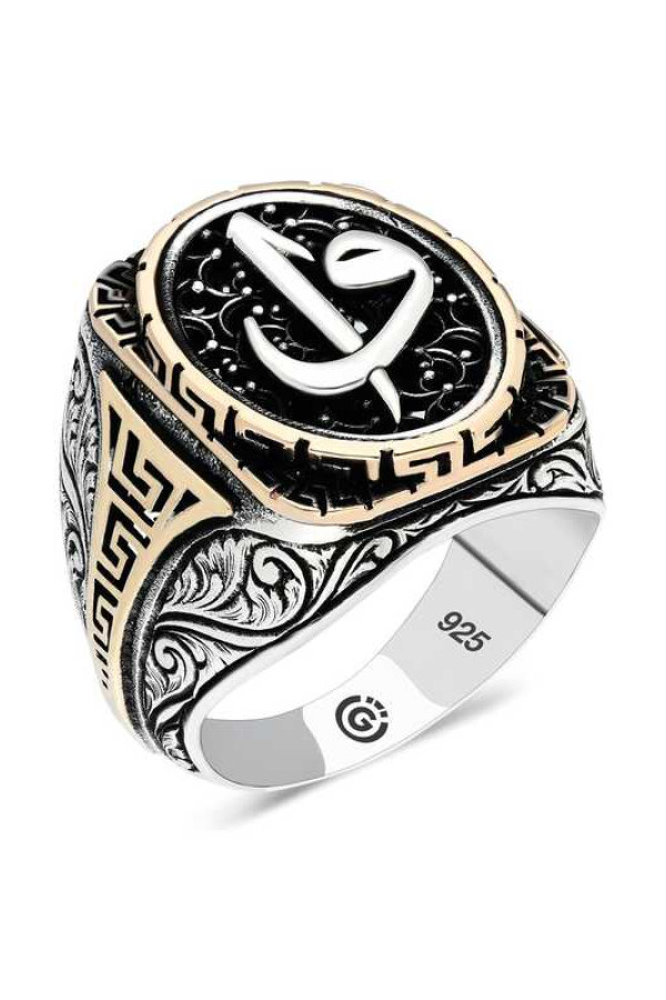 Gümüş Elif Vav Oval Erkek Yüzük