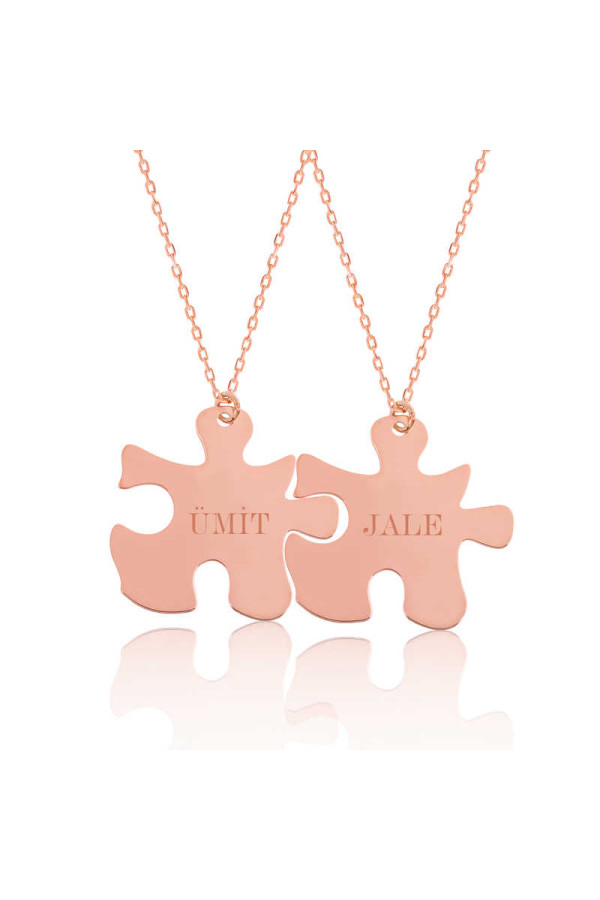 Gümüş Rose Kişiye Özel Puzzle İsimli Kolye