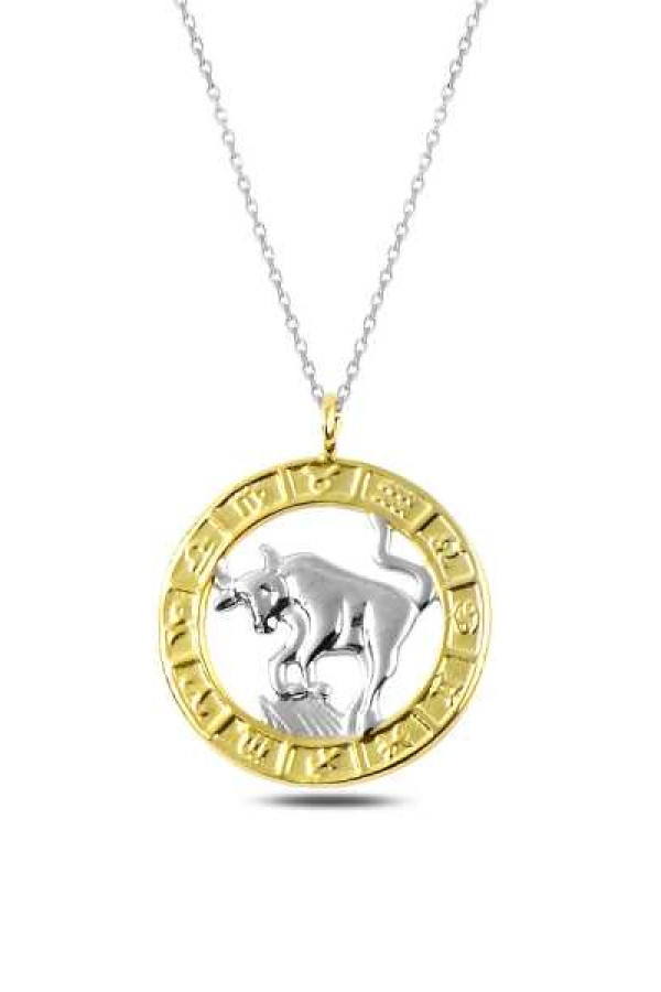 ​Gümüş Gold Boğa Burcu Kolye