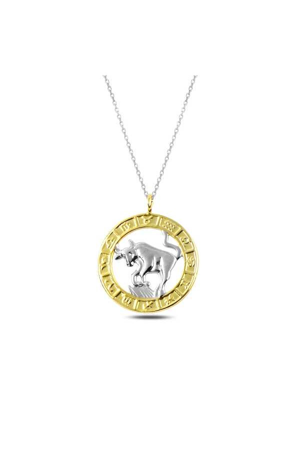​Gümüş Gold Boğa Burcu Kolye