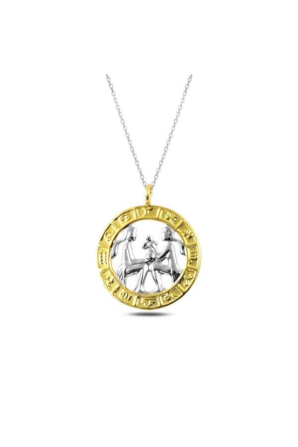 ​Gümüş Gold İkizler Burcu Kolye