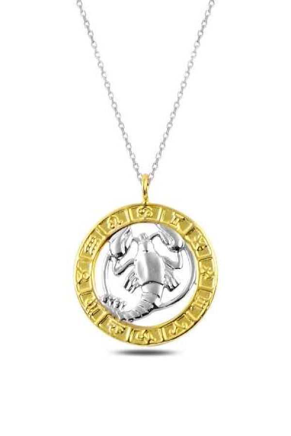 Gümüş Gold Yengeç Burcu Kolye