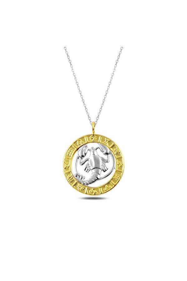 Gümüş Gold Yengeç Burcu Kolye