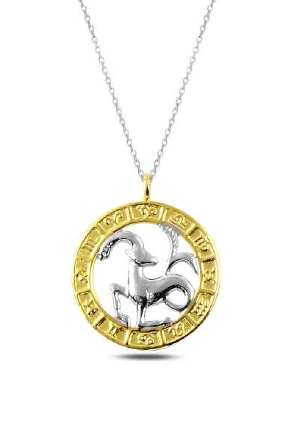 Gümüş Gold Oğlak Burcu Kolye