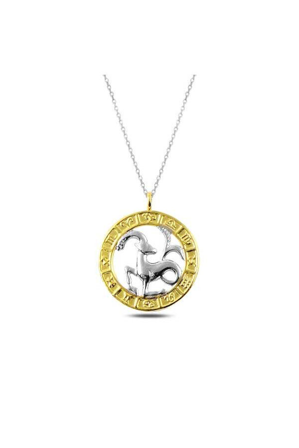 Gümüş Gold Oğlak Burcu Kolye