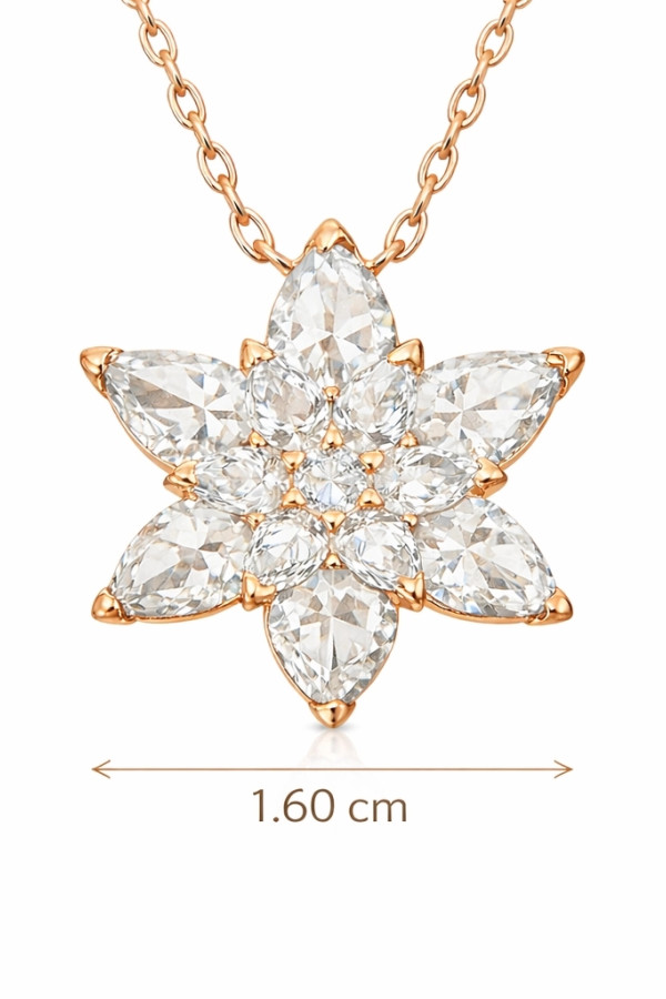 Gümüş Rose Beyaz Lotus Çiçeği Kolye