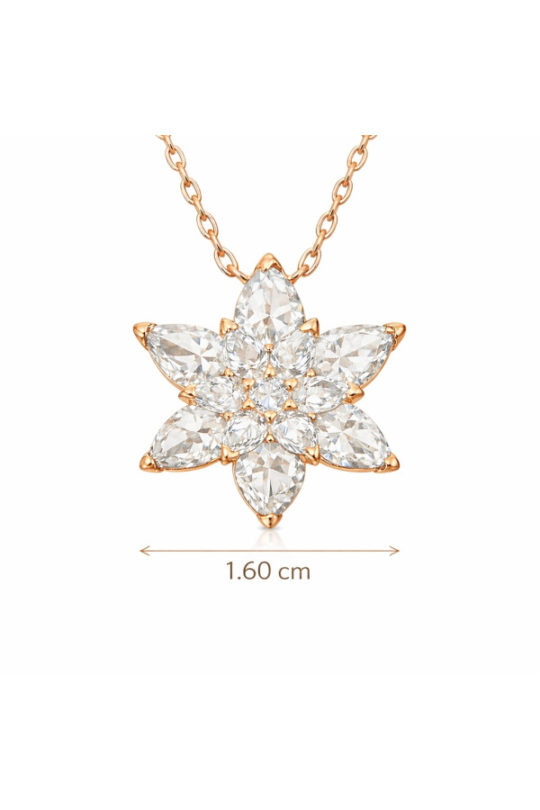 Gümüş Rose Beyaz Lotus Çiçeği Kolye