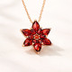Gümüş Rose Kırmızı Lotus Çiçeği Kolye