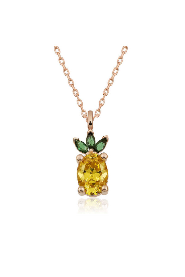 ​Gümüş Rose Ananas Figür Meyve Kolye