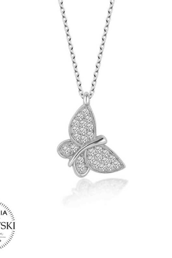Swarovski Taşlı Gümüş Kelebek Bayan Kolye