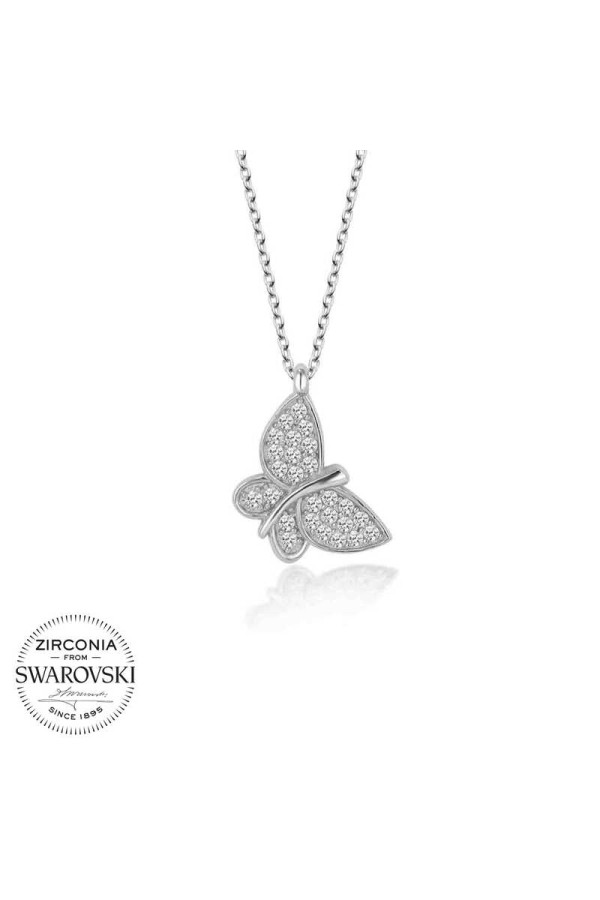 Swarovski Taşlı Gümüş Kelebek Bayan Kolye