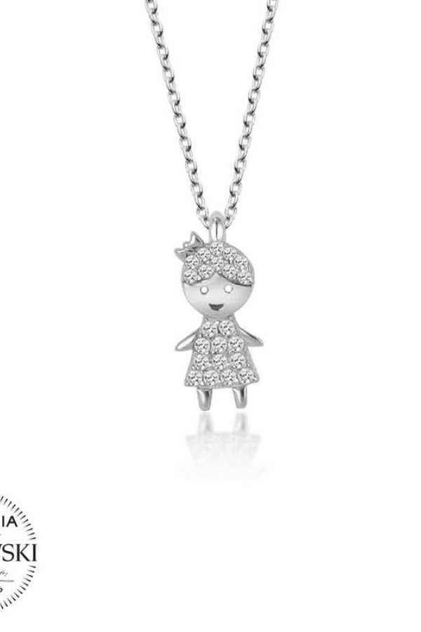 Swarovski Taşlı Gümüş Çocuk Bayan Kolye