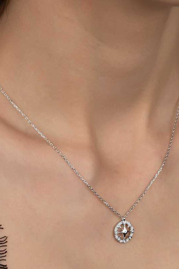 Swarovski Taşlı Gümüş Çember Bayan Kolye