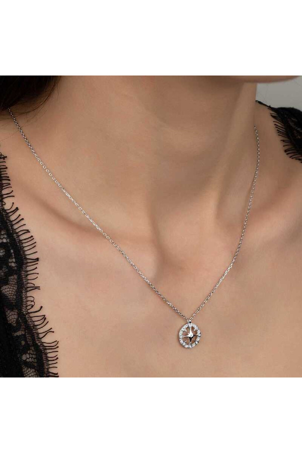 Swarovski Taşlı Gümüş Çember Bayan Kolye