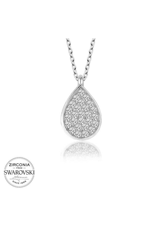 Swarovski Taşlı Gümüş Damla Bayan Kolye