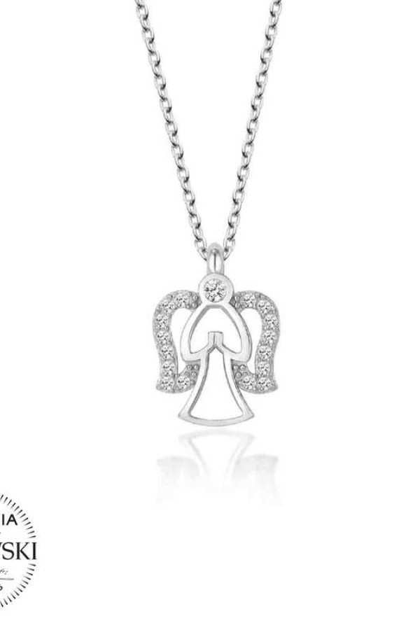 Swarovski Taşlı Gümüş Melek Bayan Kolye