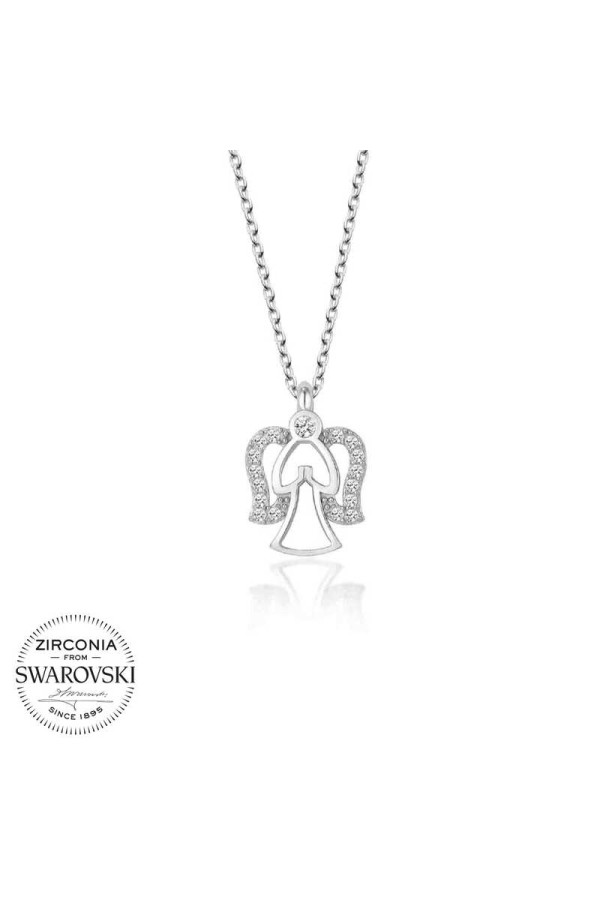 Swarovski Taşlı Gümüş Melek Bayan Kolye