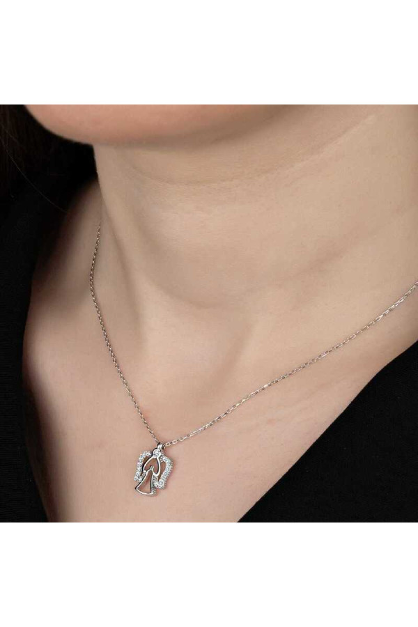 Swarovski Taşlı Gümüş Melek Bayan Kolye