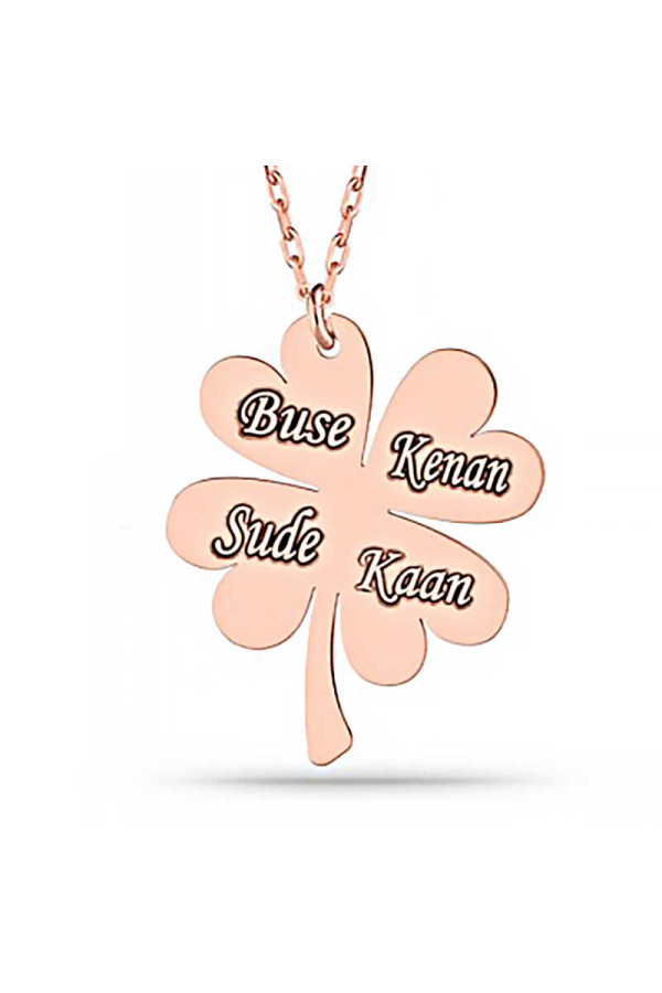 Gümüş Rose Dört Yaprak İsimli Yonca Bayan kolye