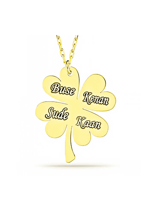 Gümüş Gold Dört Yaprak İsimli Yonca Bayan kolye