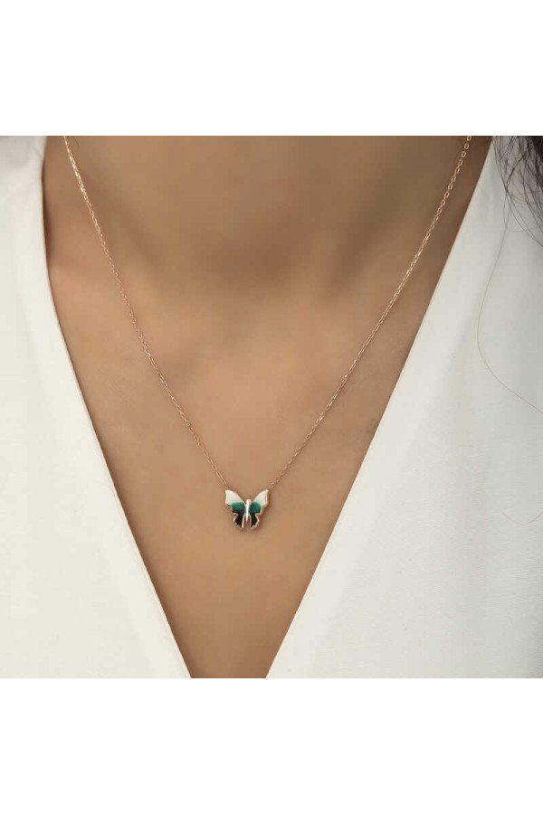 Gümüş Rose Minimal Kelebek Bayan Kolye Gümüş Rose Minimal Kelebek Bayan Kolye