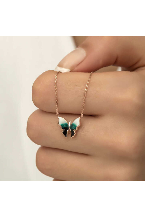 Gümüş Rose Minimal Kelebek Bayan Kolye Gümüş Rose Minimal Kelebek Bayan Kolye