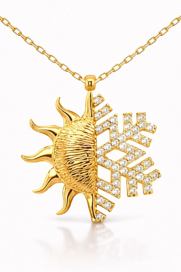 Gümüş Gold Güneş Kartanesi Bayan Kolye