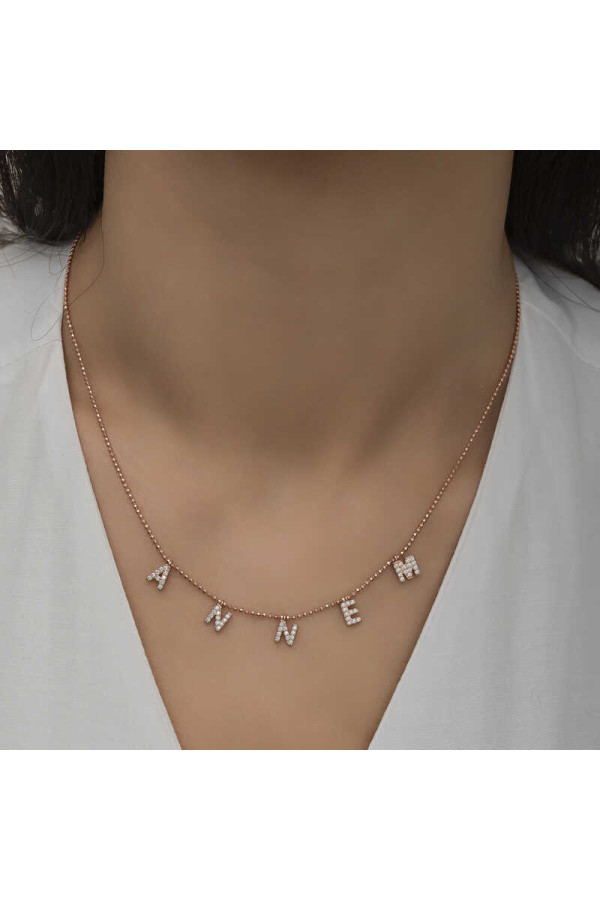 ​Gümüş Rose Annem Yazılı Bayan Kolye