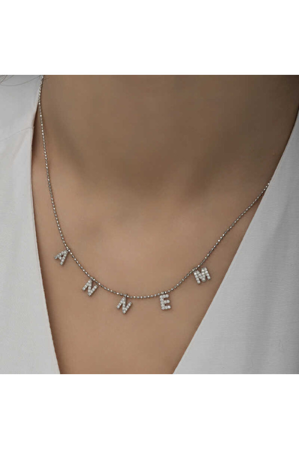 ​Gümüş Annem Yazılı Bayan Kolye