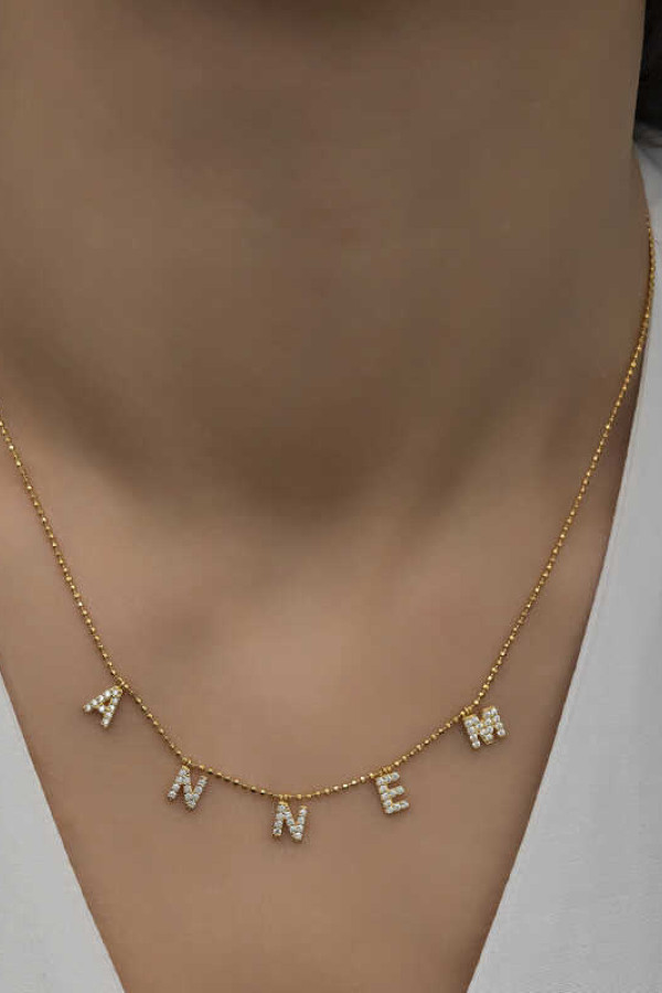 ​Gümüş Gold Annem Yazılı Bayan Kolye
