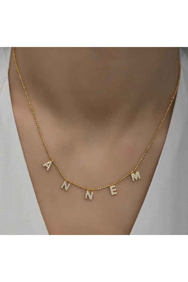 ​Gümüş Gold Annem Yazılı Bayan Kolye