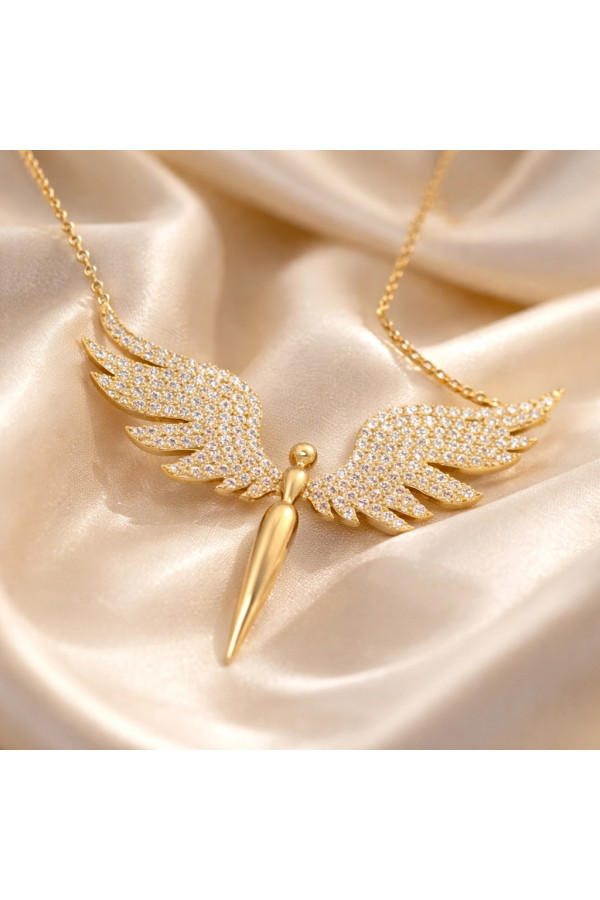 Gümüş Gold Mikail Meleği Kadın Kolye