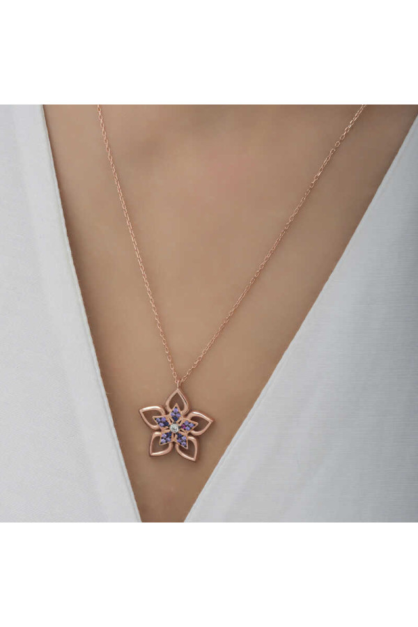 ​Gümüş Rose Çiçek Kadın Kolye