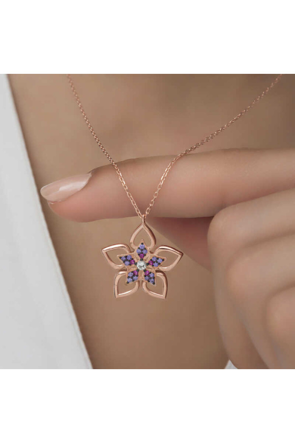​Gümüş Rose Çiçek Kadın Kolye