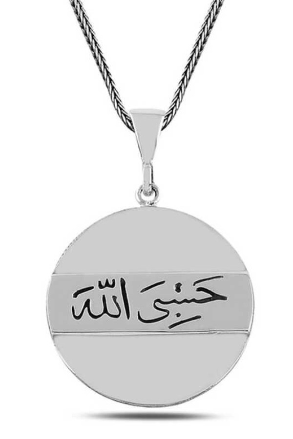 Gümüş Arapça Hasbiyallah Yazılı Kolye