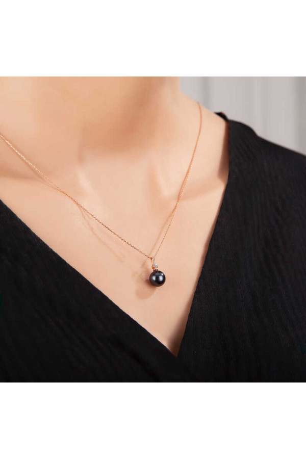 Gümüş Rose Yuvarlak İnci Kadın Kolye