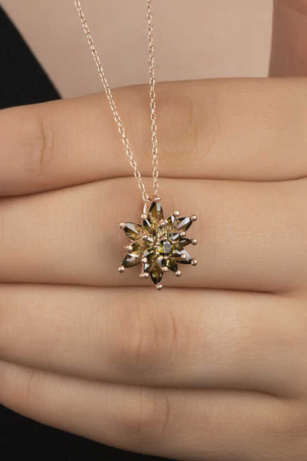 Gümüş Rose 4 Katman Lotus Çiçeği Kadın Kolye