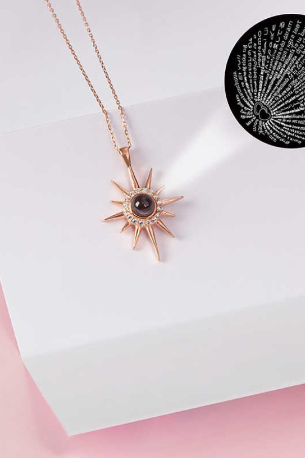 Gümüş Rose 100 Dilde Seni Seviyorum Kutup Yıldızı Kadın Kolye