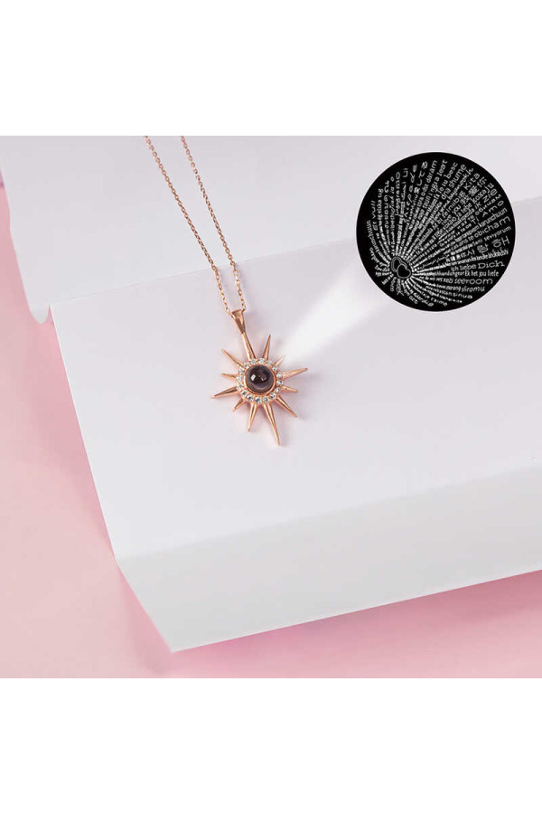 Gümüş Rose 100 Dilde Seni Seviyorum Kutup Yıldızı Kadın Kolye