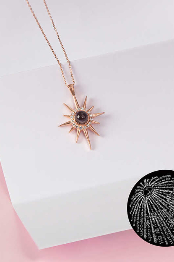 Gümüş Rose 100 Dilde Seni Seviyorum Kutup Yıldızı Kadın Kolye