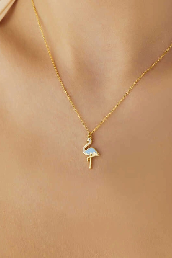 Gümüş Gold Flamingo Kadın Kolye