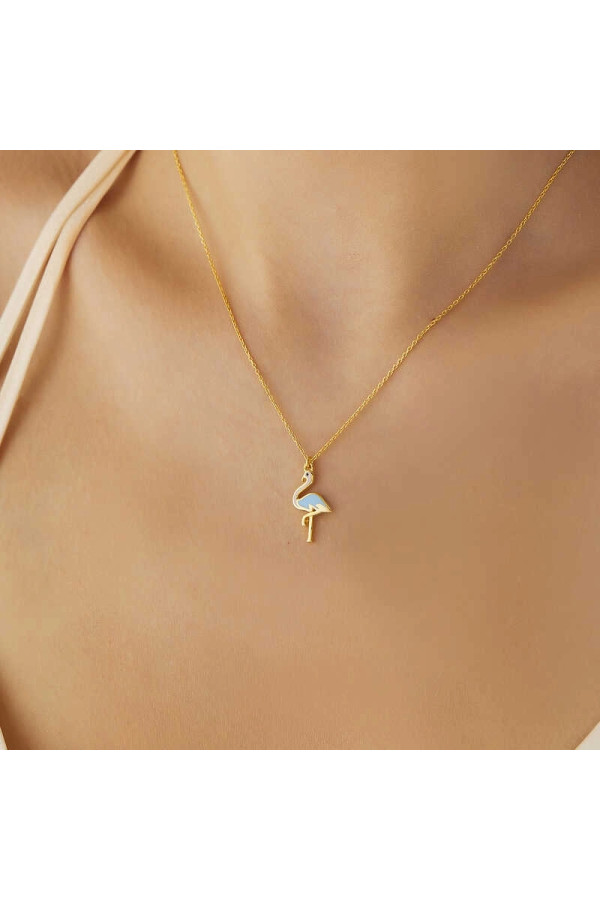 Gümüş Gold Flamingo Kadın Kolye